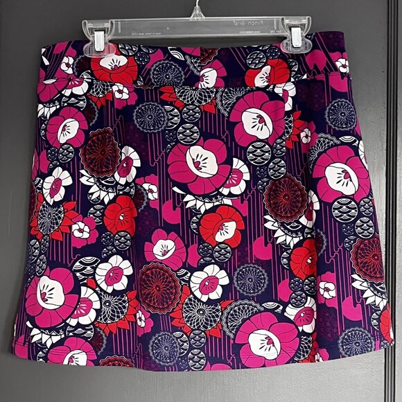 Title Nine Dream Skort Skirt Women's Size Large L Floral Pink Blue Tennis Active - Picture 2 of 11